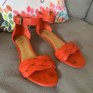 Nine West Red Orange Strappy Braided Sandal, Sz 10